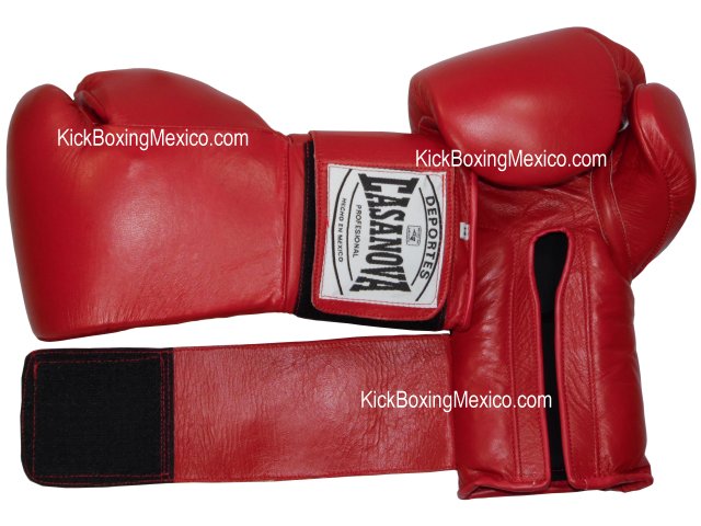 Guantes Boxeo Profesionales Velcro, Casanova, Piel, Kick Boxing, Muay Thai,  Artes Marciales Mixtas, Rojo, 16 oz.